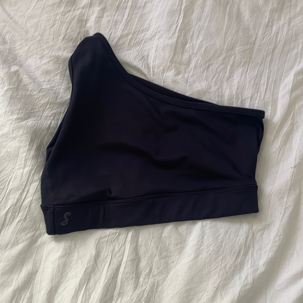 Black soel dancewear one shoulder top in size teen small